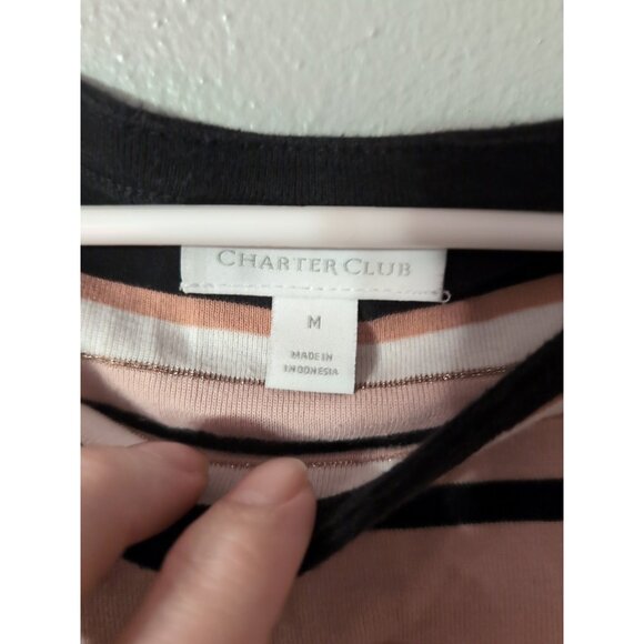 Charter Club Multicolor Striped 3/4 Sleeve Blouse Size M - Picture 3 of 7